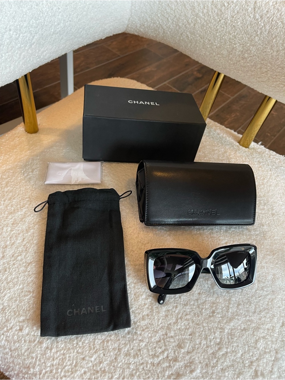 CHANEL Black Oversized Square Sunglasses